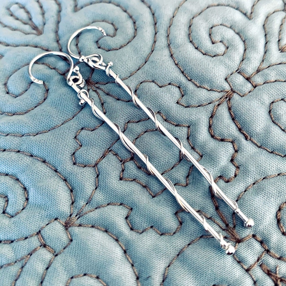 DONATED!  Sterling Silver Bar Earrings - Picture 2 of 16